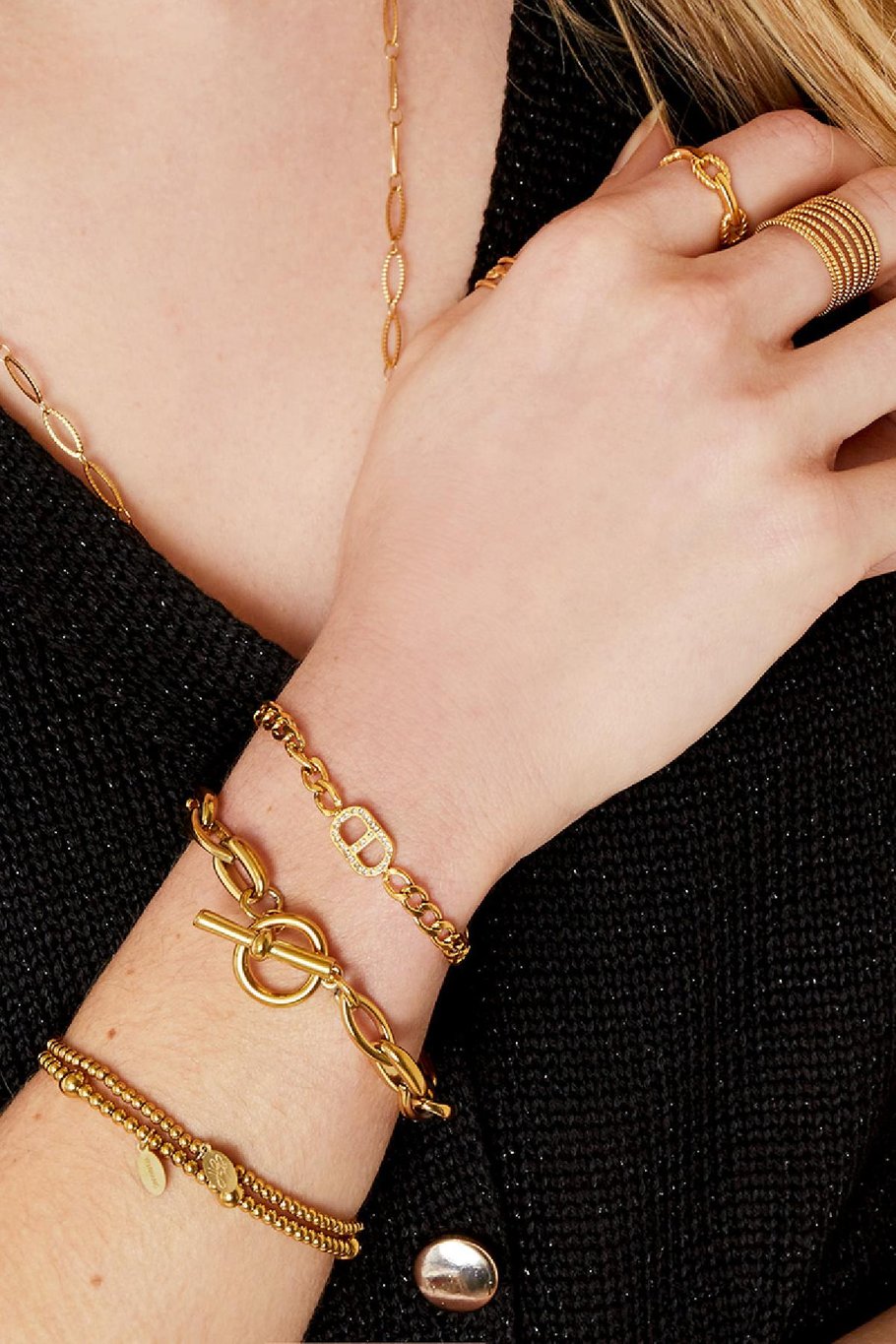 Bracelet Groovy Gold Color Stainless Steel Picture2